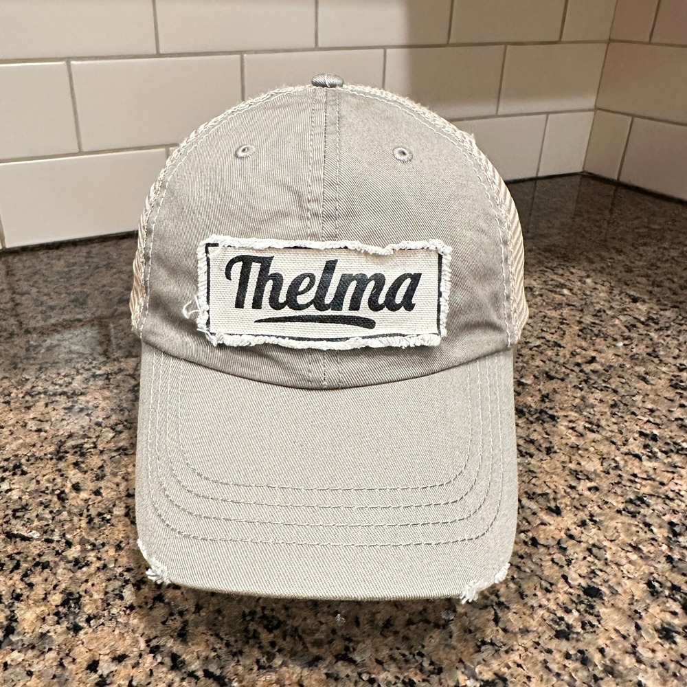 Thelma AC Distressed Dad Hat Trucker Cap Mens OS Gray Cotton Blend